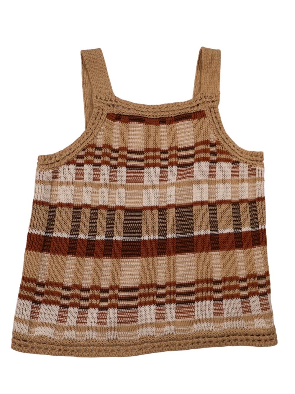 Banana Republic XS Striped Knit Sweater Tank Brown Cream Boho 70s Sleeveless